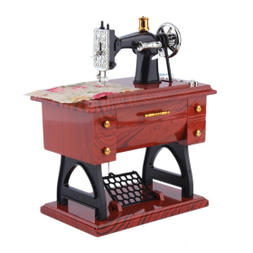 1pc Retro Music Box - Vintage Sewing Machine Shape Home Decoration - Relaxing and Soothing Tunes for Your Desk