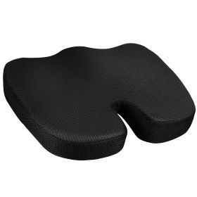 Seat Cushion Coccyx Orthopedic Memory Foam Cushion Tailbone Hip Support Chair Pillow for Office Car Seat (Color: Black)