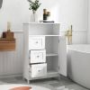 Modern White Bathroom Standing Storage Cabinet with 3 Drawers and 1 Door