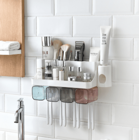 Toothbrush Holder Bathroom Shelving Perforation-free Suction Wall Bathroom Toiletry Set (Option: Shelf-A family of two)