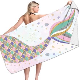 Microfiber Variety Bath Towel Towel Sea Stand Holiday Rectangular Sand Shawl 3D Printing (Option: Mermaid9-80x160cm)