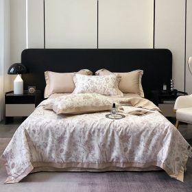 Tencel Summer Duvet Four-piece Washed Silk (Option: Jade Bamboo Pink-Summer Quilt 200x230cm)