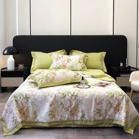 Tencel Summer Duvet Four-piece Washed Silk (Option: Guole Green-Summer Quilt 150x200cm)